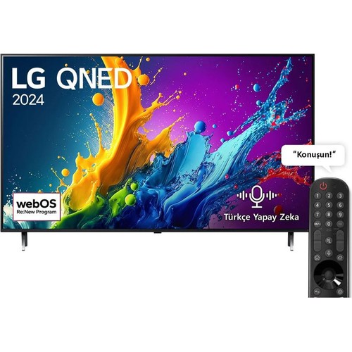 LG 55qned 80t inç LG QNED AI QNED80 4K Smart TV AI Sihirli Kumanda HDR10 webOS24 2024